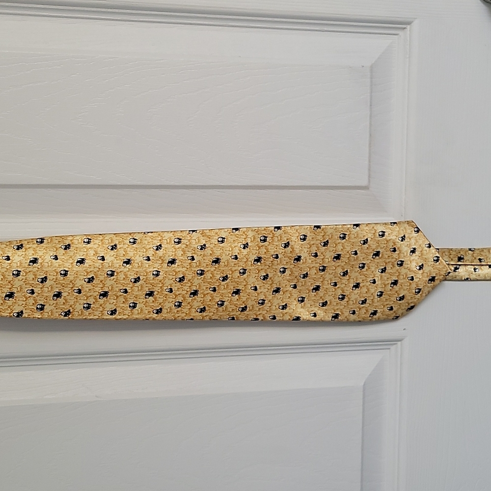 Kai Long yellow tie with pandas and bamboo